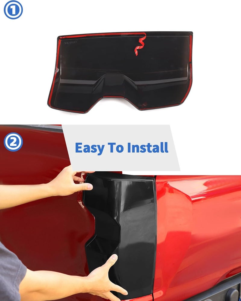 DSWSQ Smoked Black Tail Light Rear Lamp Cover Guard Trim Bezel Frame Decor Exterior Accessories Compatible with Chevrolet Silverado 2023 2024 2025 - Image 4